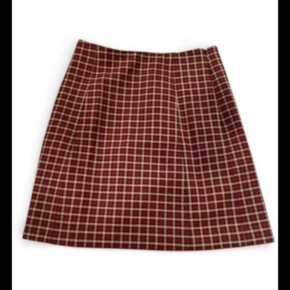 Babaton Aritzia Burgundy Plaid Mini Skirt A-Line Checkered Size 2